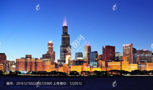 夜晚的芝加哥全景