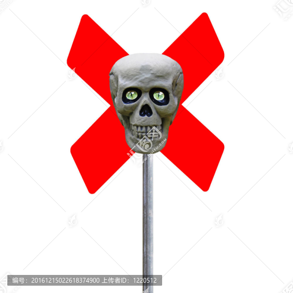 眼睛在紅色十字骷髏越過一個(gè)極點(diǎn)代表危險(xiǎn)和死亡的人都愿意通過孤立在白色的跡象。
