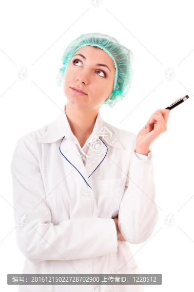 漂亮的護士用鋼筆