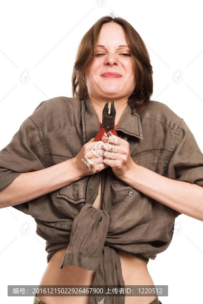 在工作服的女孩