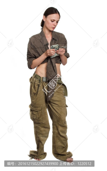 在工作服的女孩