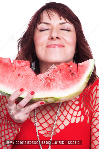 女孩吃西瓜