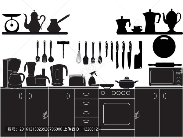 做飯的廚房工具插畫