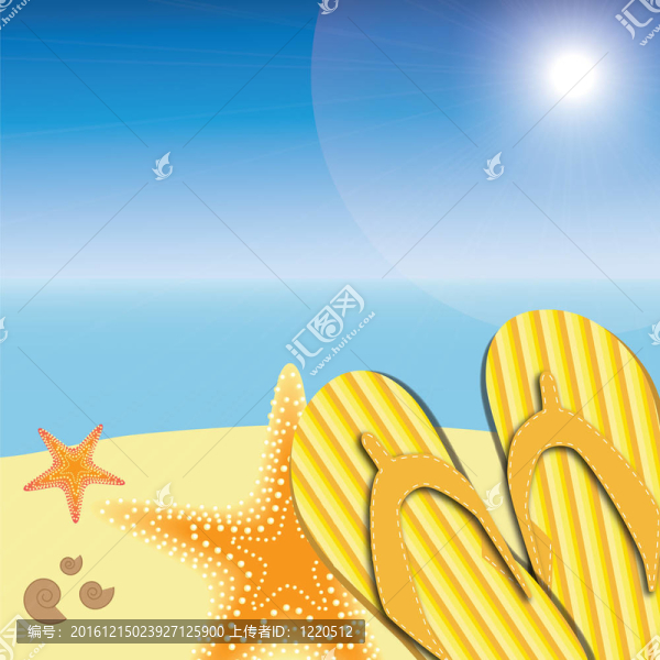 在夏天的海灘自然背景涼鞋和海星