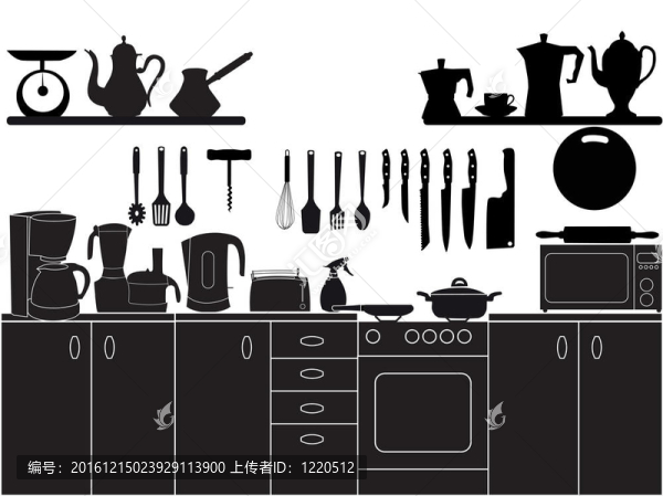 做飯的廚房工具插畫