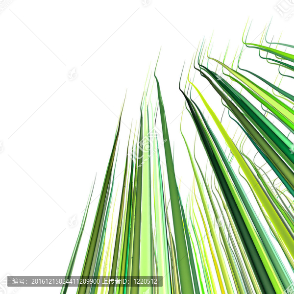 3D渲染多個綠色波浪線白