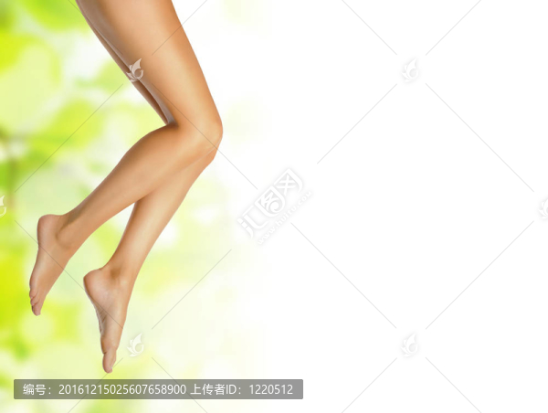 健康的性感苗條的女的腿在春天的背景