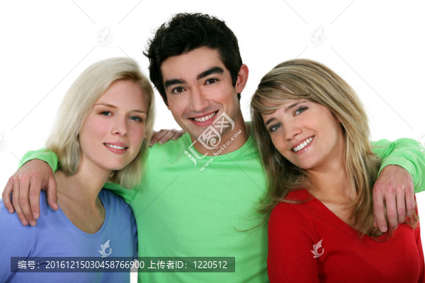兩個年輕女人和一個男人的肖像