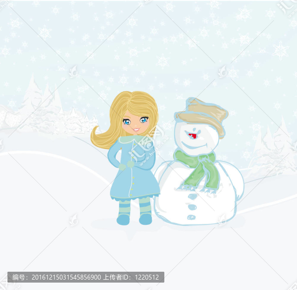 小女孩和雪人