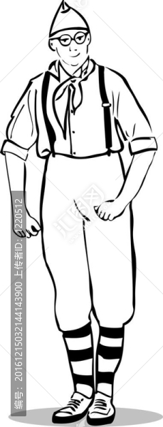 一條領(lǐng)帶和條紋褲的童子軍