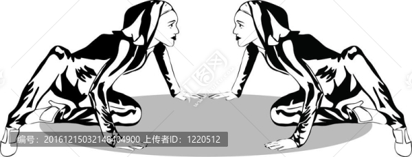 跳舞的女孩穿著黑色和白色