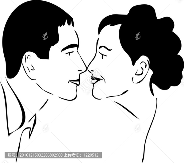 男人和女人鼻子鼻子微笑