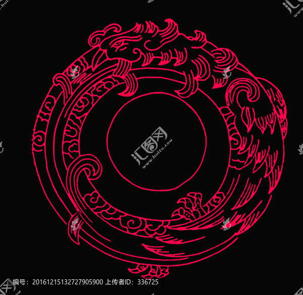 中國(guó)鳳紋,團(tuán)鳳紋飾
