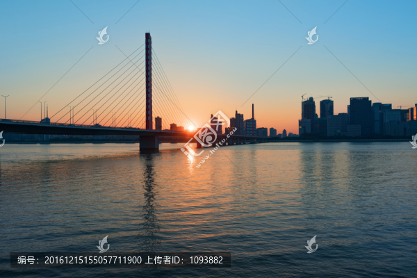 杭州錢江三橋黃昏日落