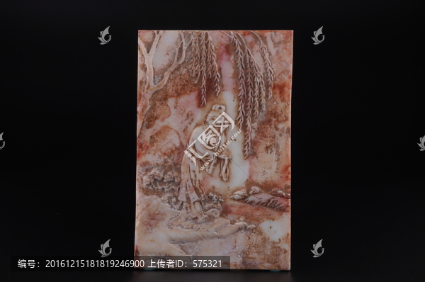 唐代白玉,浮雕,仕女梳洗