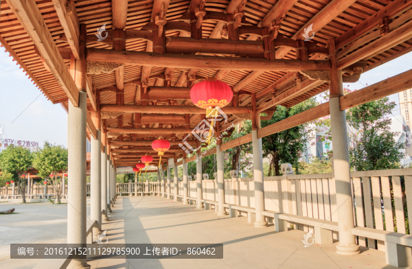 仿古亭子走廊,走廊,長廊,涼亭