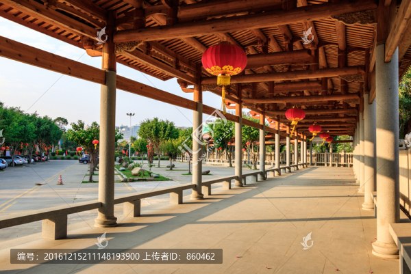 仿古亭子走廊,走廊,長廊,涼亭