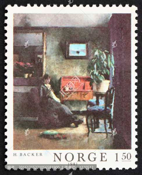 郵票挪威1981內(nèi)部藍(lán)色；繪畫(huà)由哈麗特