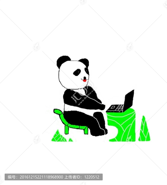 熊貓?jiān)诠P記本電腦上玩