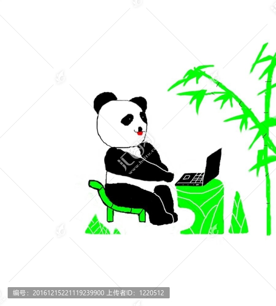 在筆記本電腦上用竹打熊貓