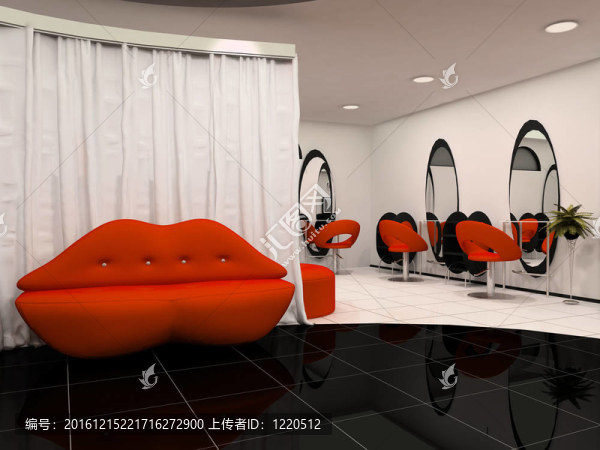紅唇沙發(fā)在室內美容院
