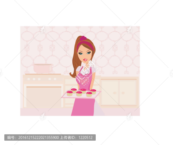 美麗女士烹飪蛋糕