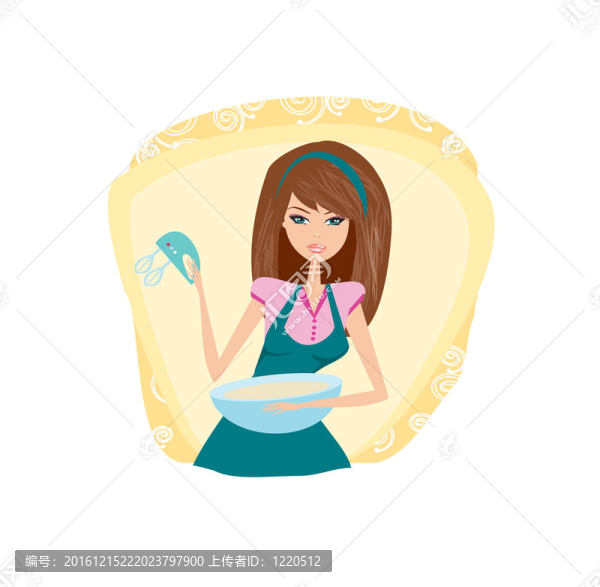 美麗女士烹飪蛋糕