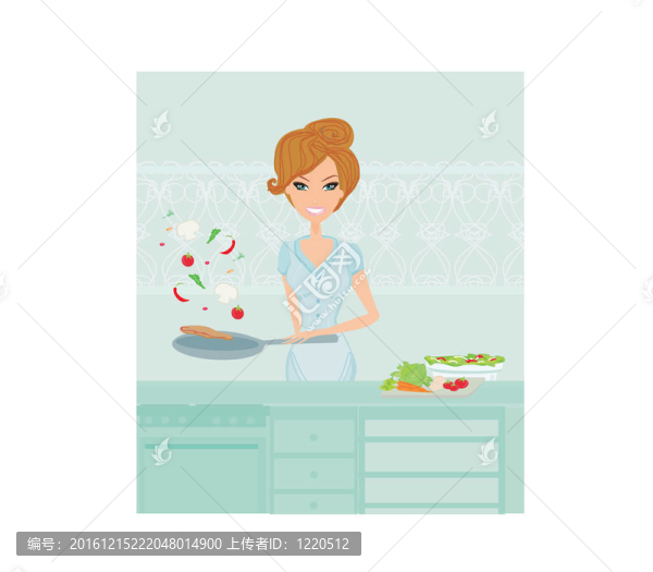 美麗女士烹飪蔬菜