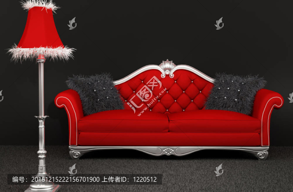 毛茸茸的枕頭，在黑暗的背景標(biāo)準(zhǔn)燈沙發(fā)