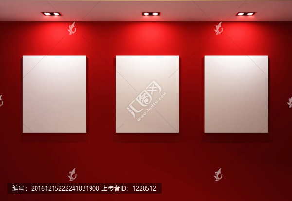 畫廊與空框架在紅墻