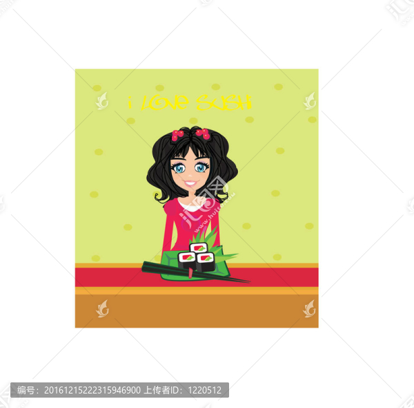 美麗的亞洲女孩享受壽司