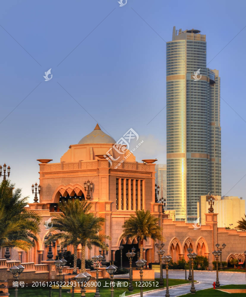 酋長國宮殿的入口在AbuDhabi