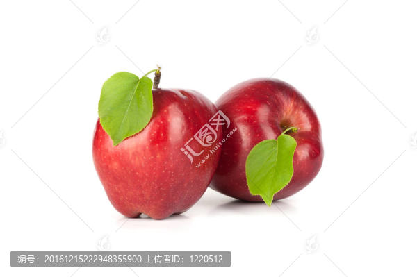 成熟的紅蘋(píng)果和葉子