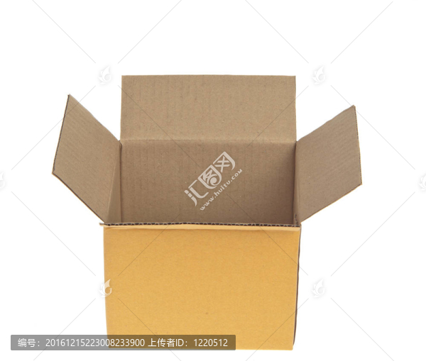 白色背景下的開口瓦楞紙箱