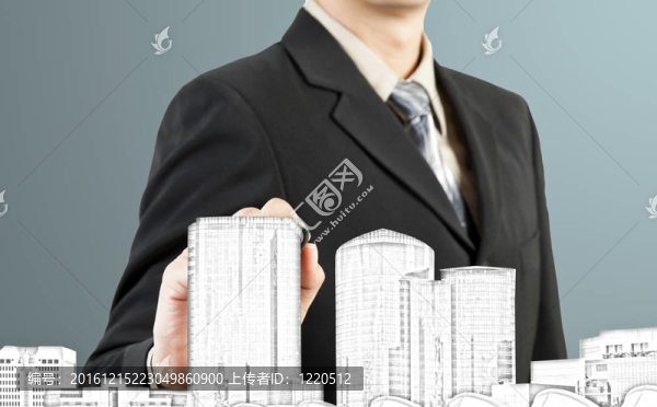 生意人畫(huà)建筑和城市景觀