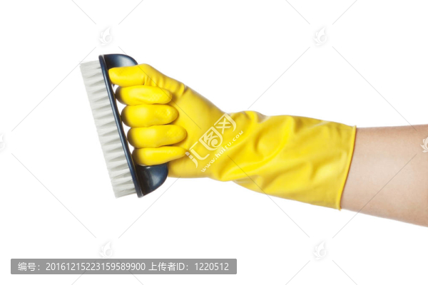 用刷子手套。在白色背景上。