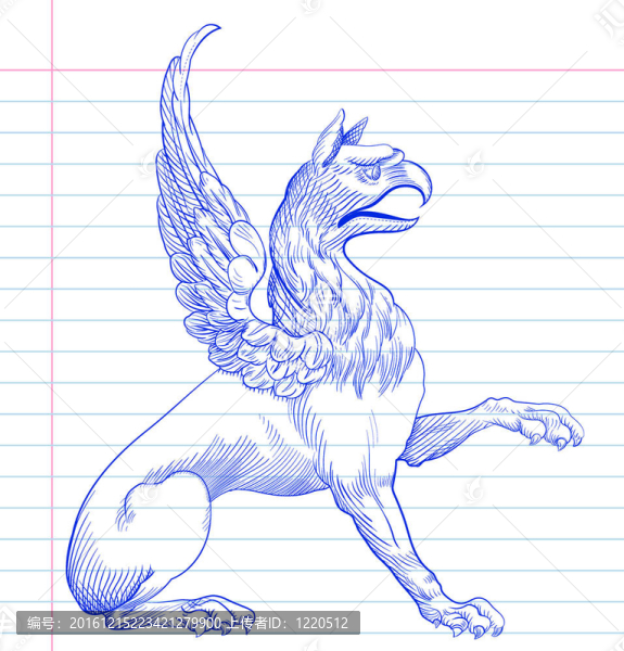 格里芬。手繪