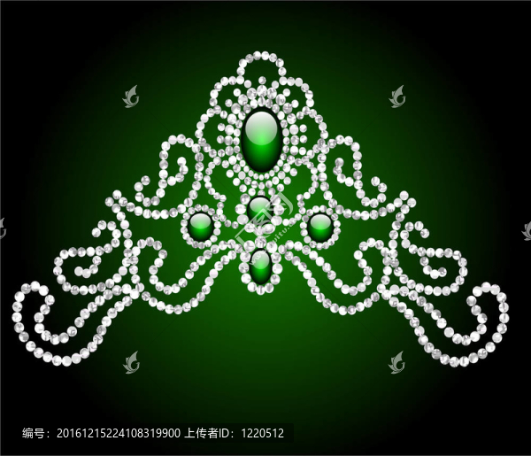 結(jié)婚的女性的王冠與綠色的石頭