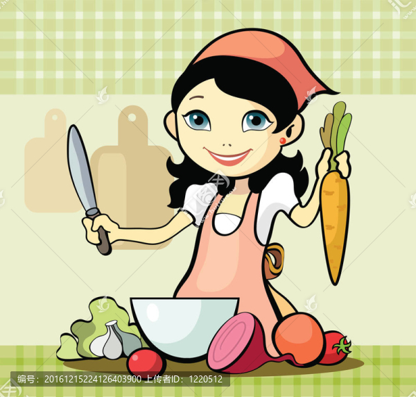 女孩準(zhǔn)備一頓飯