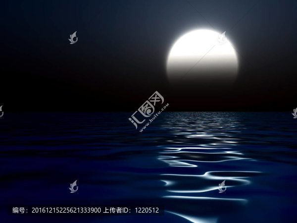黑夜與大的月光映在海洋的水中