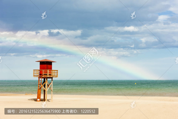 在納博訥海灘上的沙灘救生艙；朗格多克地區(qū)；法國