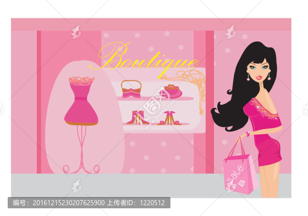 女孩在服裝店購(gòu)物