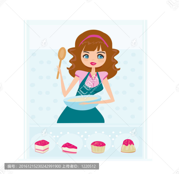 美麗女孩烹飪蛋糕