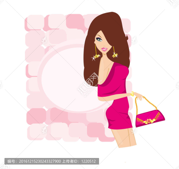 帶購(gòu)物袋的魅力女孩