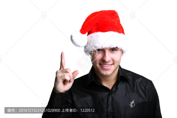 穿黑西裝戴紅帽子的男人