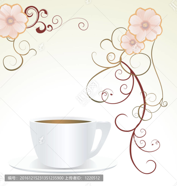 抽象白色裝飾花杯圖