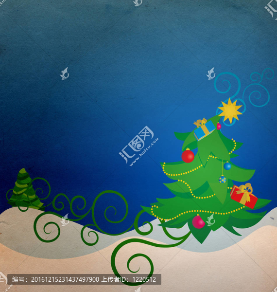 舊貨圣誕樹與禮品盒插圖