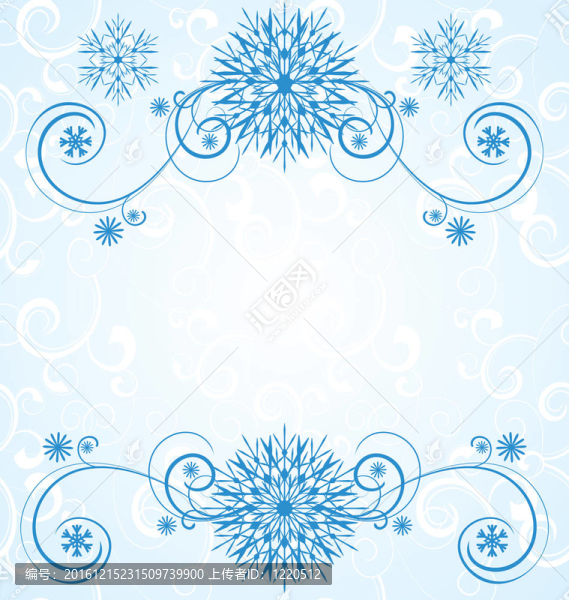 藍(lán)色圣誕雪花白色背景與抽象的曲線插圖