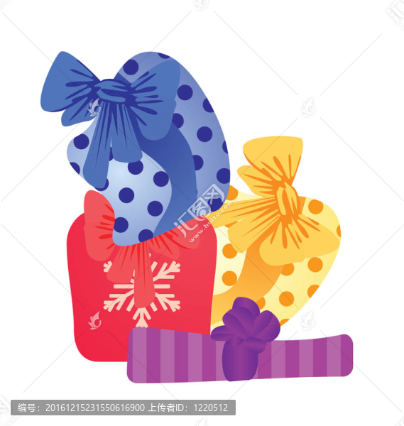 彩色禮品盒生日或圣誕卡通插圖