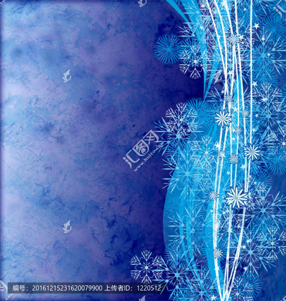 摘要wbves詳細(xì)的雪花在藍(lán)色垃圾背景